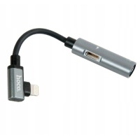 Adapter Hoco do iphone Lightning 8-pin 2w1 szary