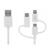 Kabel Deltaco USB-A - USB-C/Micro-USB-B/Lightning - kabel, 1 m, Biały