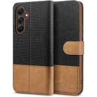 Etui BEZ Samsung A54 Canvas Faux Leather RFID Magnetyczne Czarne