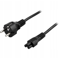 Kabel Deltaco zasilający uziemiony 3-pinowy, 1m - czarny