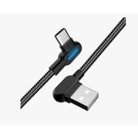 Kabel kątowy Sign USB-C ze wskaźnikiem LED 2,4A, 12W, 1m - Czarny