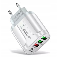 Ładowarka SiGN USB-C i 3xUSB-A, PD i QC 3.0, 36W - biała